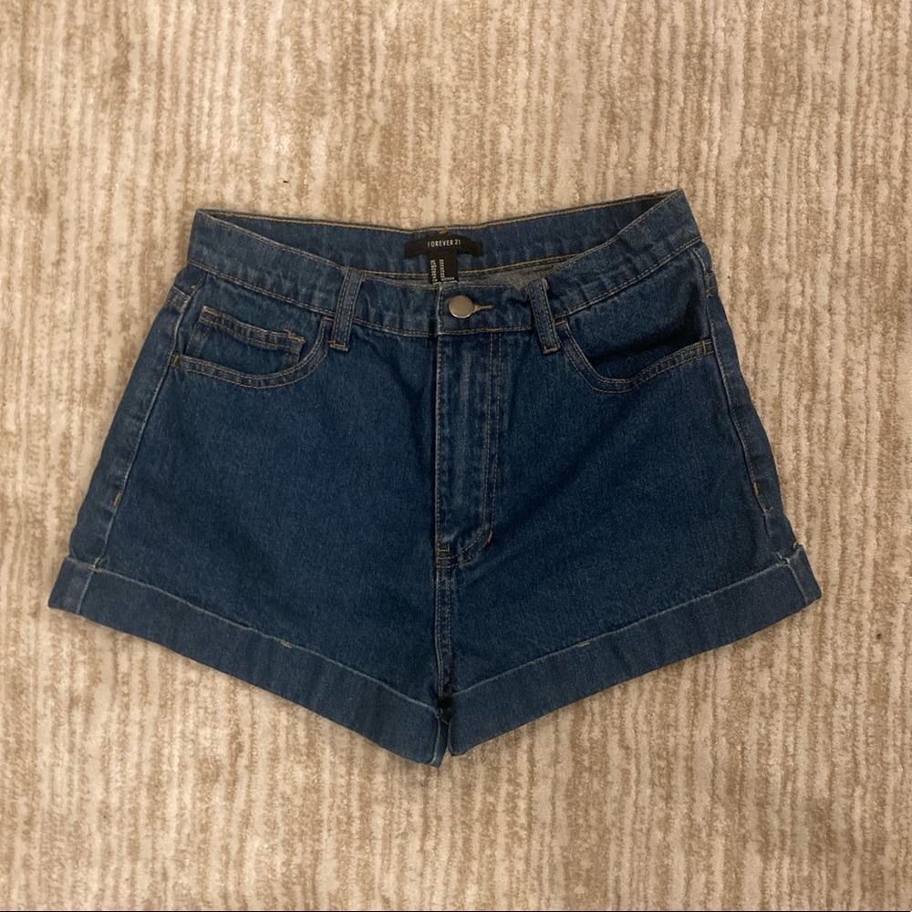 High waisted dark blue jean shorts size 26